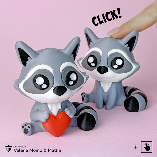 Clicky Raccoon with Heart – Adorable and Satisfying Fidget Toy